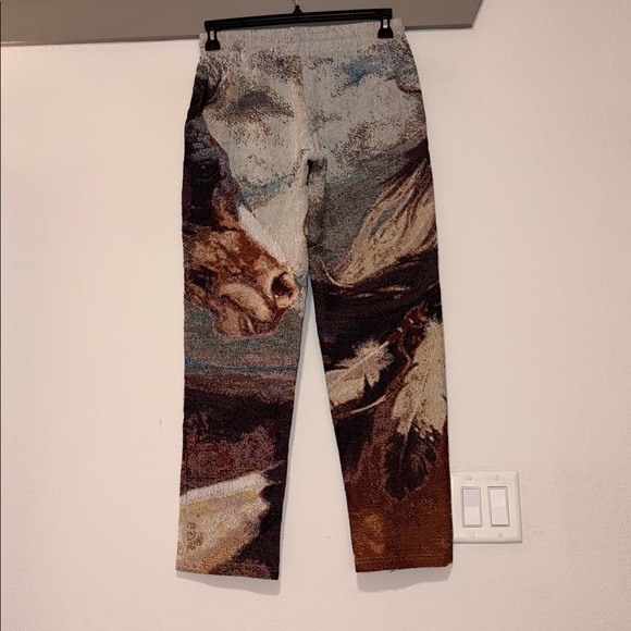 Retrovert Tapestry Knit Cowboy Pants SZ M EUC - Picture 2 of 4